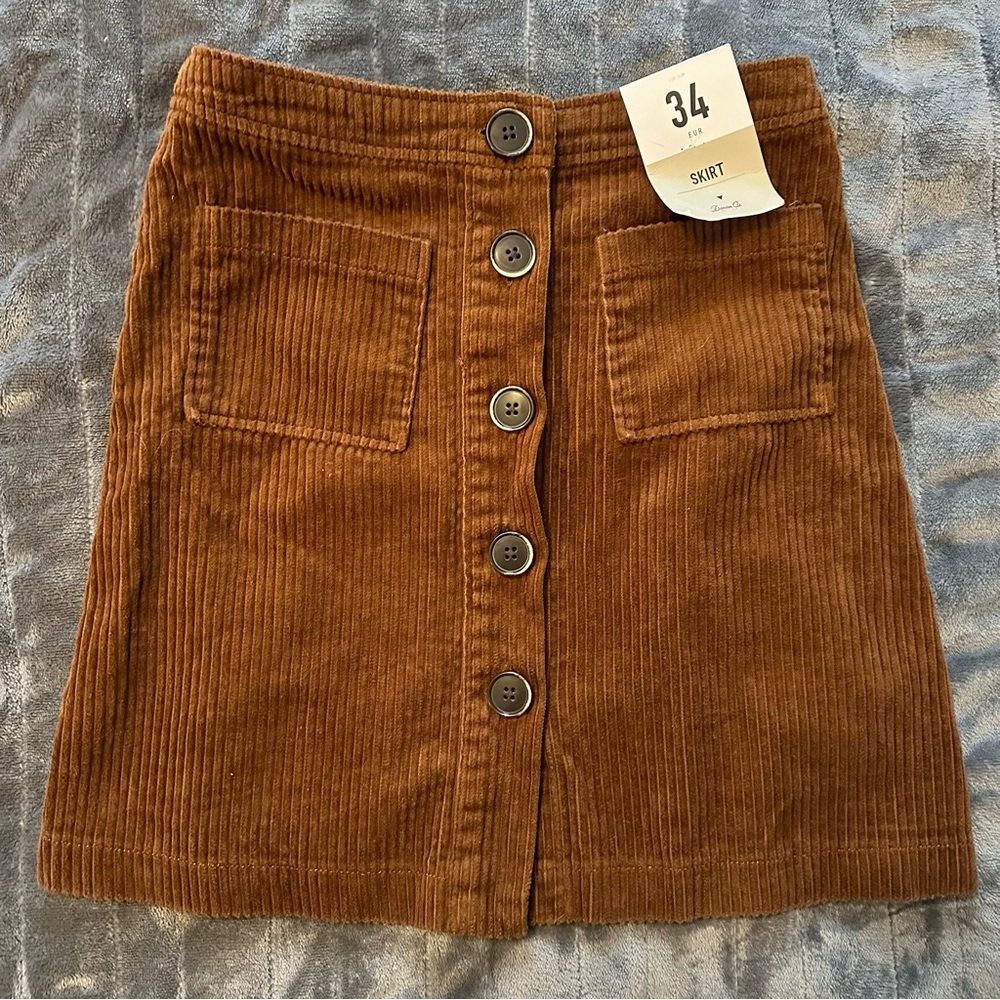 Primark Denim & Co Brown Corduroy Button Up Mini Skirt
